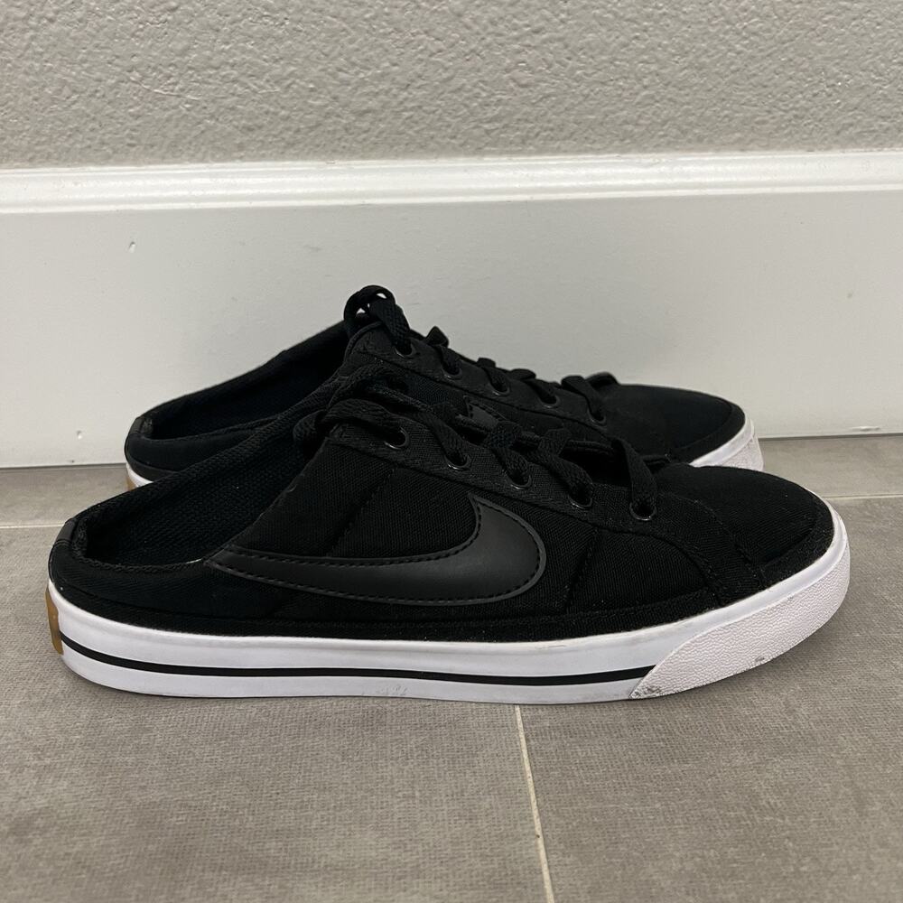 Nike Court Legacy Mule Women Size 8 Black Canvas Comfort Sneakers Shoes